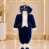 costum botez print albastru