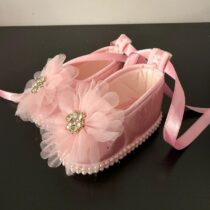Papucei Fetițe Roz cu Floare Tulle și Cristale | Ocazie