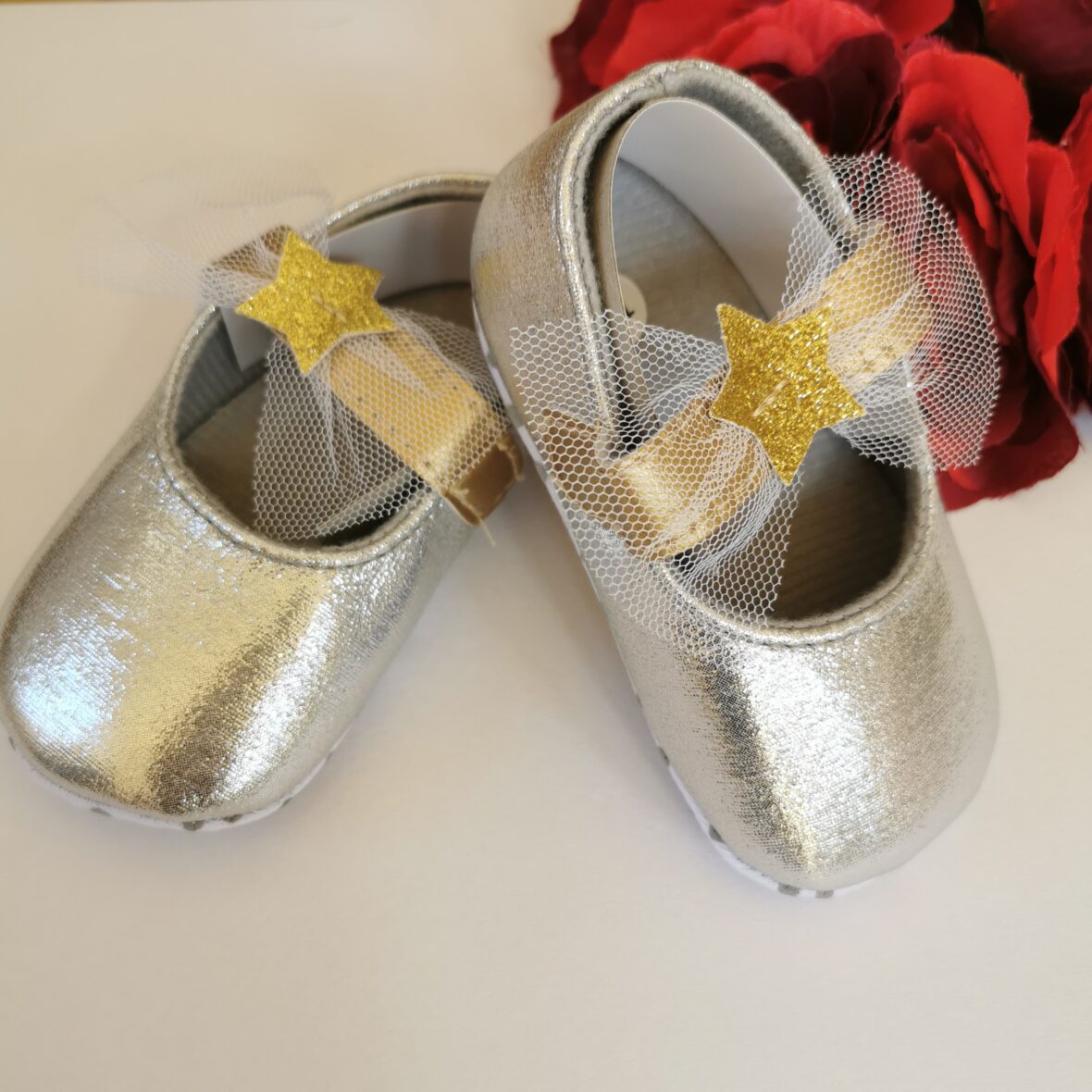 papucei bebe fetita argintii