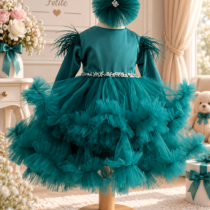 Rochiță Botez Fetiță Roz cu Dantelă Alba și Guler Elegant