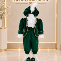 costum botez print verde