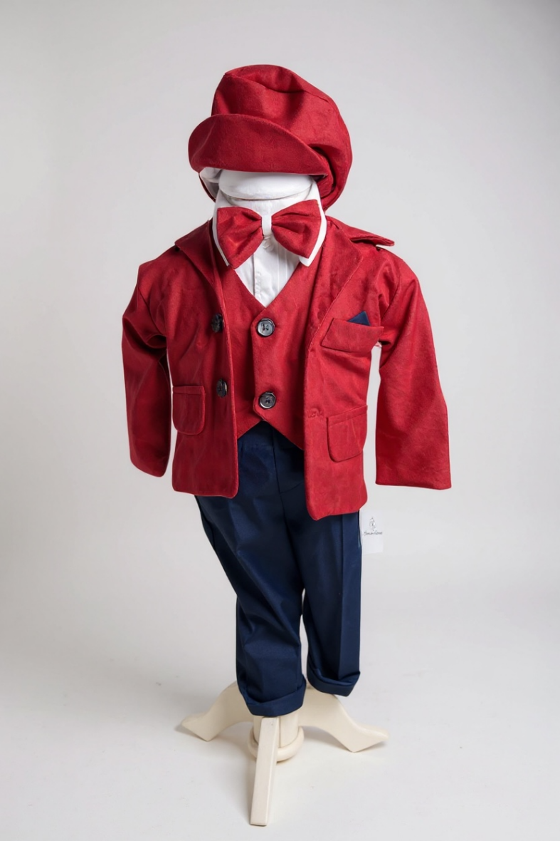 costum botez baieti rosu