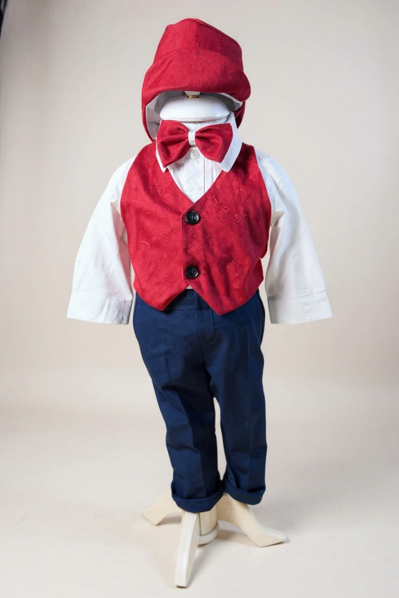 costum botez baieti rosu3