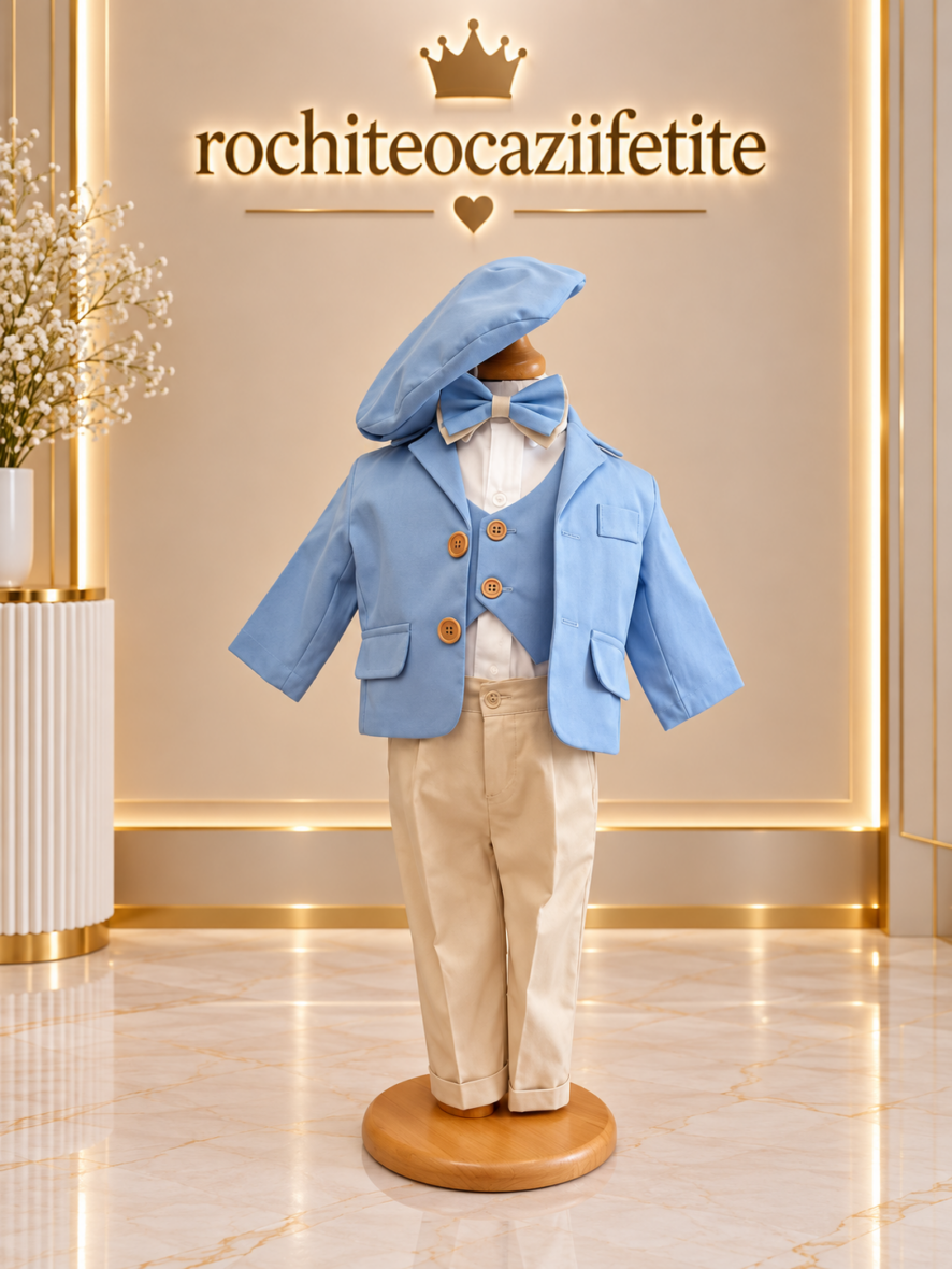 Costum Botez Baieti Bleu 5 Piese