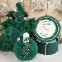 Trusou Botez Fete Personalizat Lebada Deluxe Complet Verde