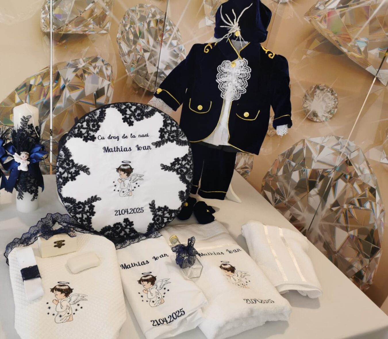 Trusou Botez Baieti Complet Ingeras Albastru