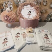 Trusou Botez Fete Personalizat Balerina Deluxe Complet Roz Pudra