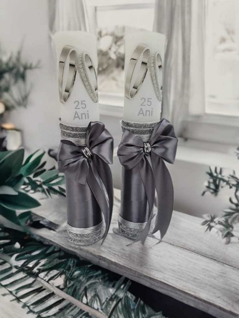 Lumanari de Cununie Nunta Argint Elegante