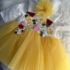 Rochița de Botez Fetițe cu Bolero și Turban Alb Galben
