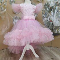 Rochita Fete Eleganta Ocazie Lunga cu Trena Roz