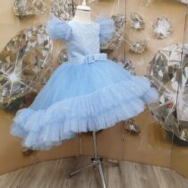 Rochita Fete Eleganta Ocazie Lunga cu Trena Bleu