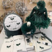 Trusou botez fete fluturi verde