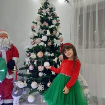 Rochita Spiridusa Fete Catifea Rosu Verde Craciun