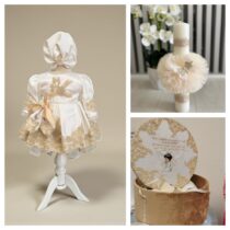 Set Botez Complet "Îngerașul Regal" – Rochiță, Trusou și Lumânare Asortate