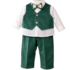 Costum botez băieți din catifea verde smarald 5 piese,