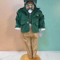 Costum Botez Băieți Verde Smarald cu Beretă