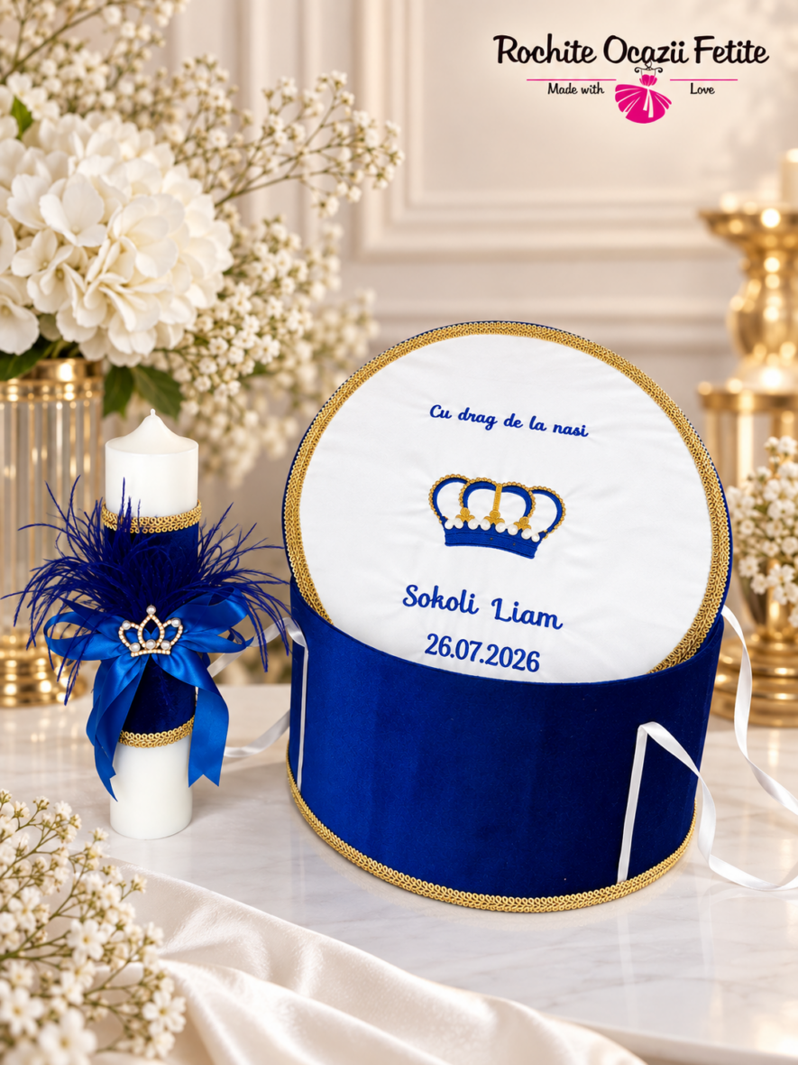 Trusou Botez Băieți Personalizat Micul Prinț Albastru cu Lumânare