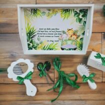 tavita mot jungla, set taiere mot safari, set mot baiat verde, accesorii mot animale, cadou nasi mot, tavita mot personalizata, set aniversare 1 an