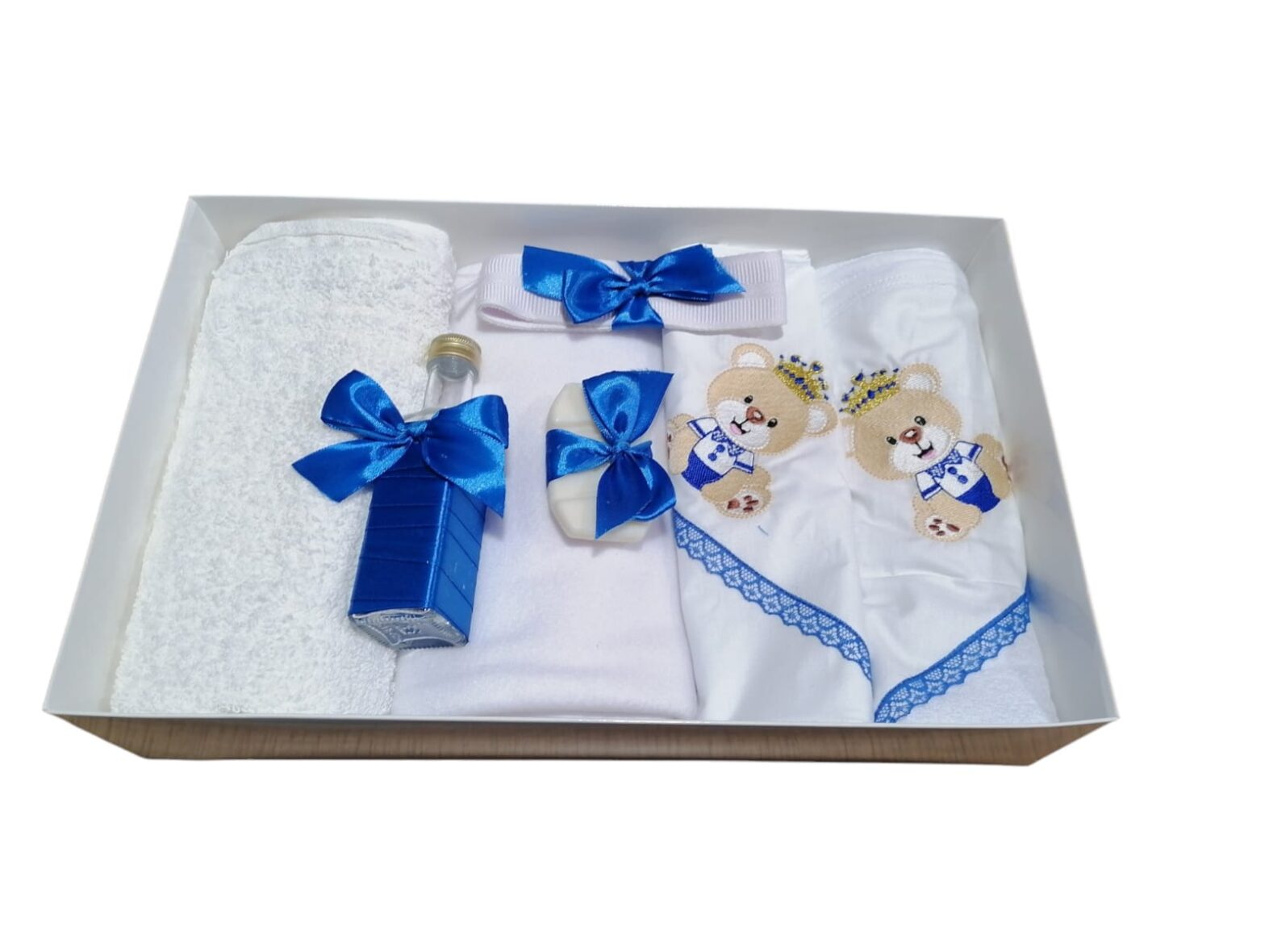Trusou de Botez Personalizat Broderie 7 Piese Ursulet Albastru