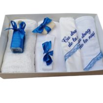 Trusou de Botez Personalizat Broderie 7 Piese Albastru