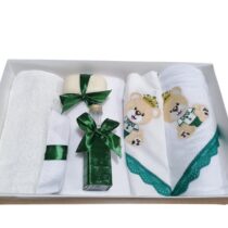 Trusou de Botez Personalizat Broderie 7 Piese Ursulet Verde