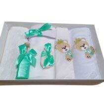 Trusou de Botez Personalizat Broderie 7 Piese Ursulet Verde