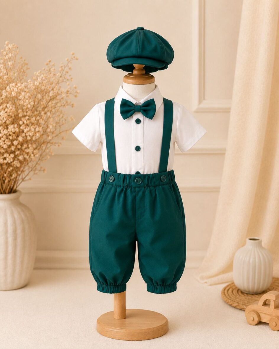 Costum Elegant de Vară pentru Băieți 4 Piese Verde