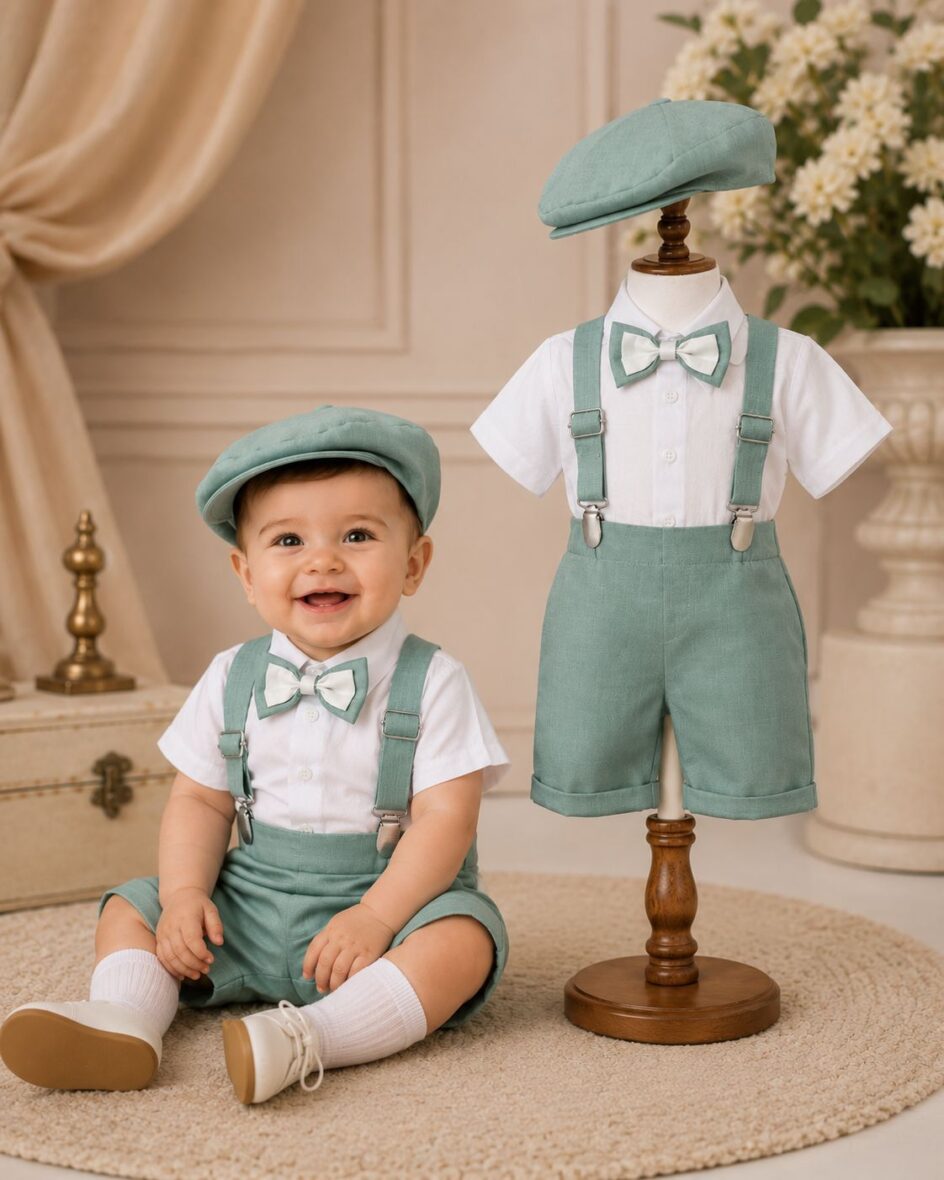 Costum Elegant de Vară pentru Băieți 5 Piese Verde Mentă