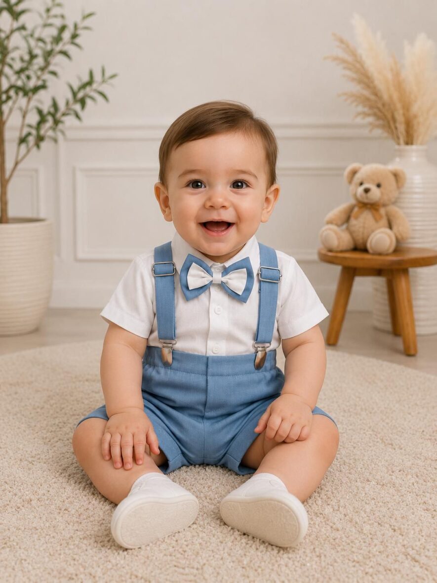 Costum Elegant de Vară pentru Băieți 5 Piese Bleu