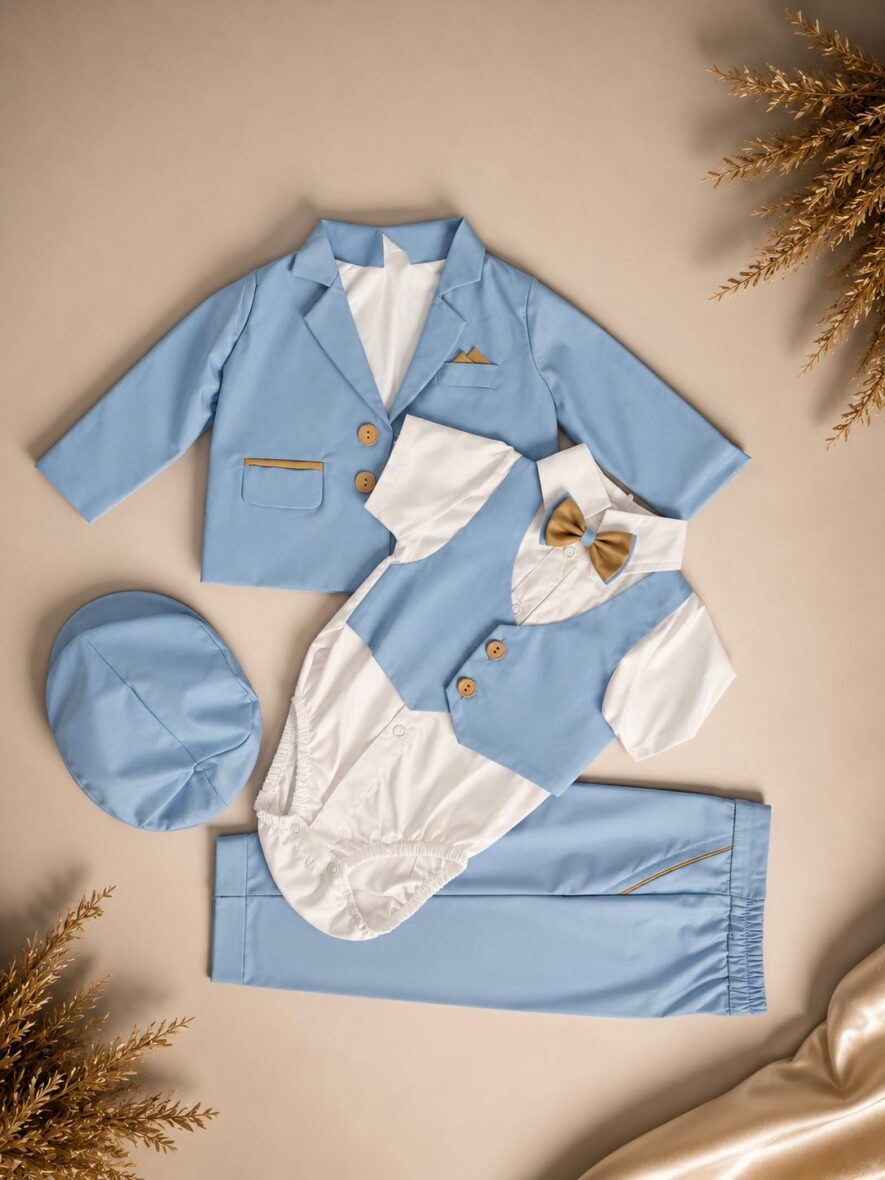 Costum Botez Baieti Bleu 5 Piese