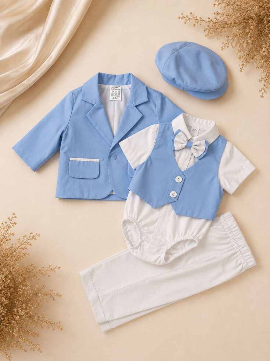 Costum Botez Baieti Bleu 5 Piese