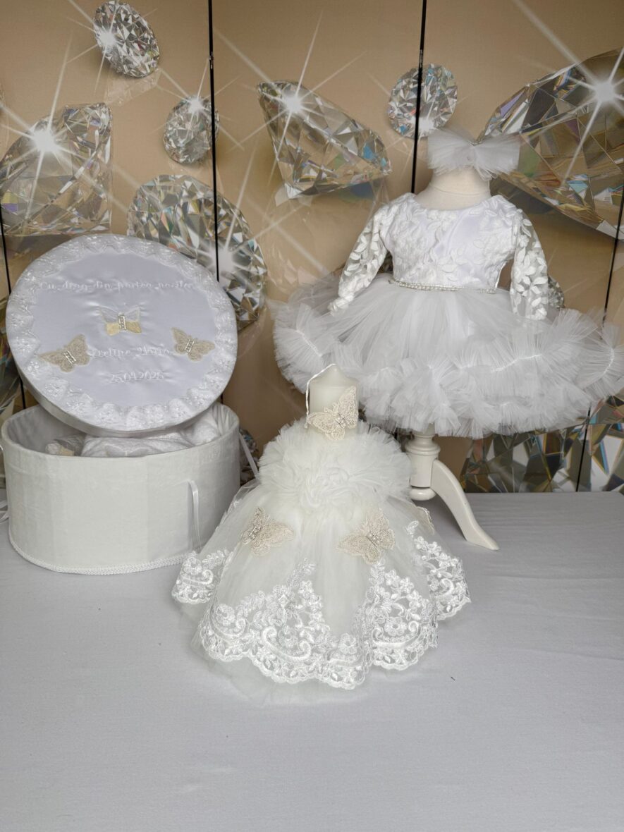 Set Trusou Botez Fete Complet Fluturi Alb