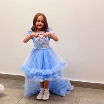 Rochie Ocazie Fetițe Bleu cu Trenă și Pene