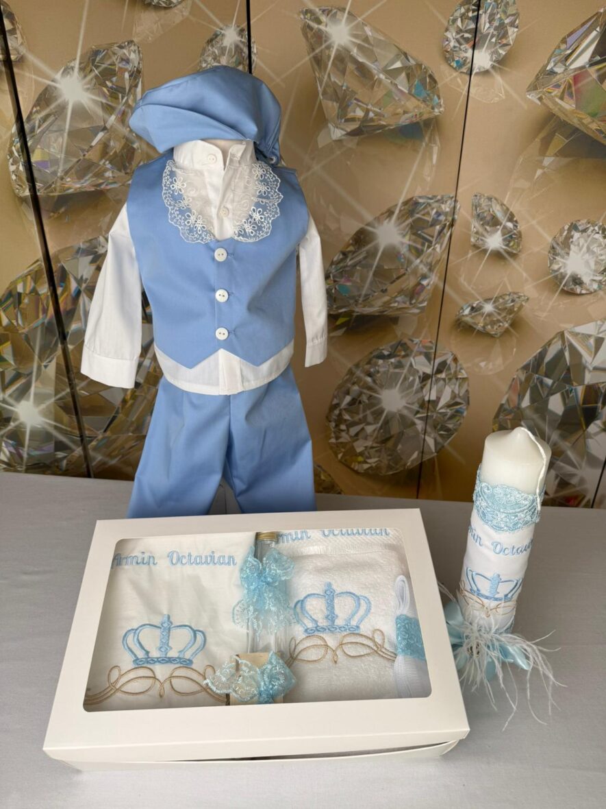 Trusou Botez Baieti Complet Vara Coroana Bleu