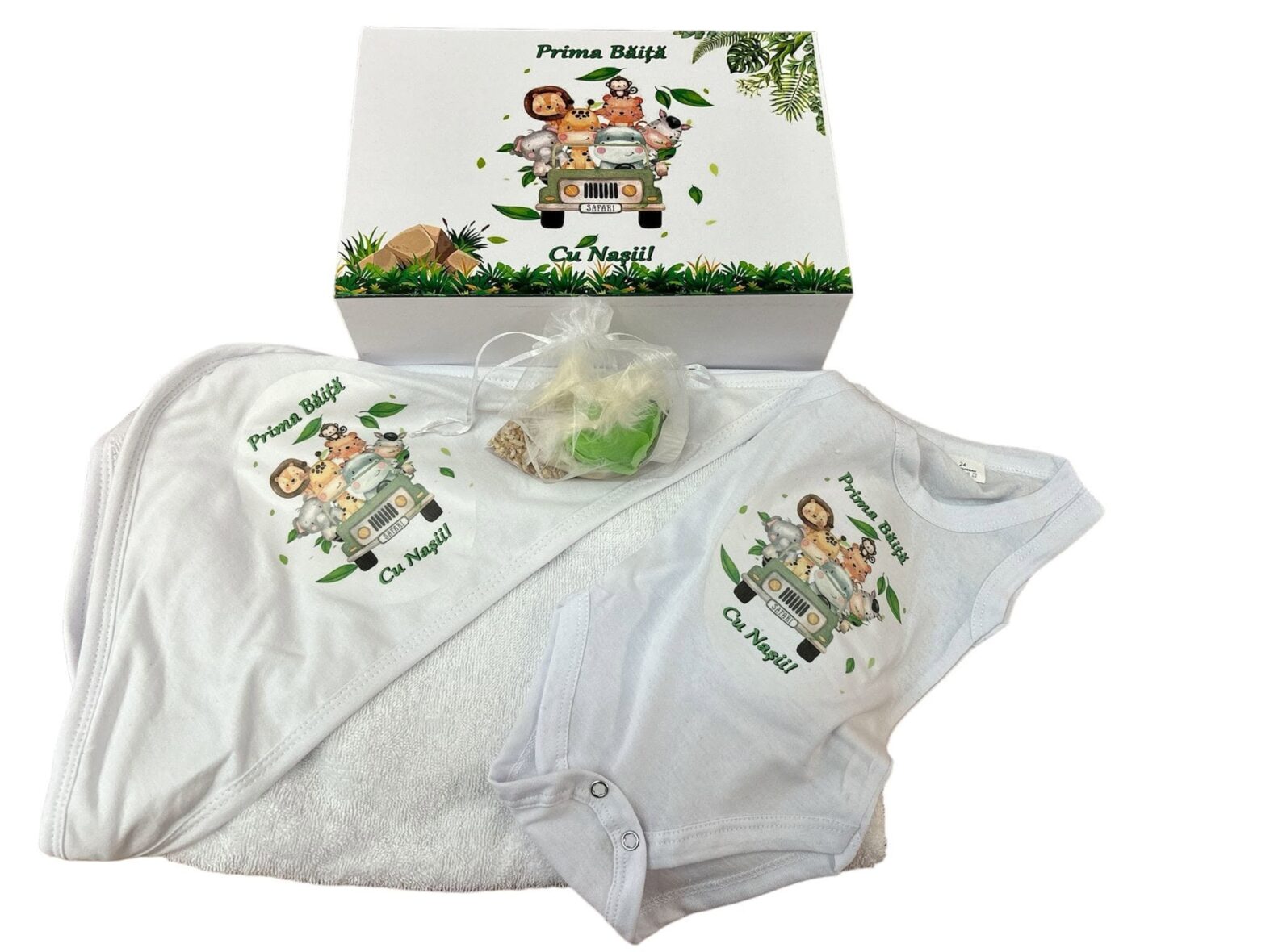 Cutie Prima Baita cu Nașii Safari Verde