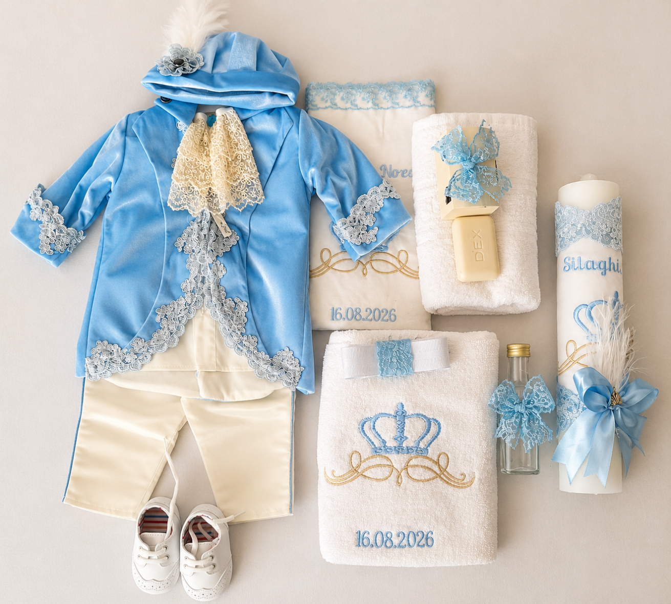 Trusou botez baieti print bleu