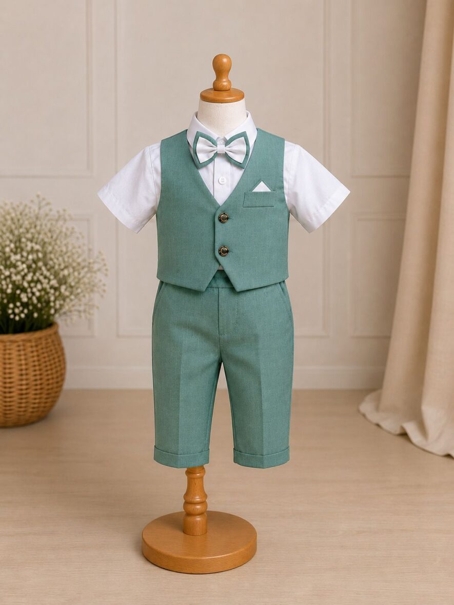 Costum Elegant de Vară pentru Băieți 5 Piese Verde Menta