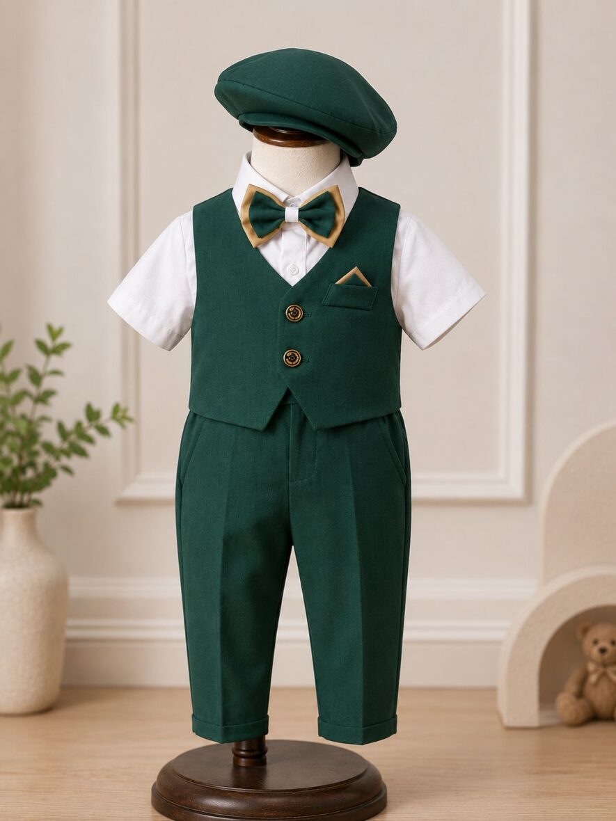 Costum Elegant de Vară pentru Băieți 5 Piese Verde