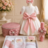 Trusou botez fete cu funde alb roz