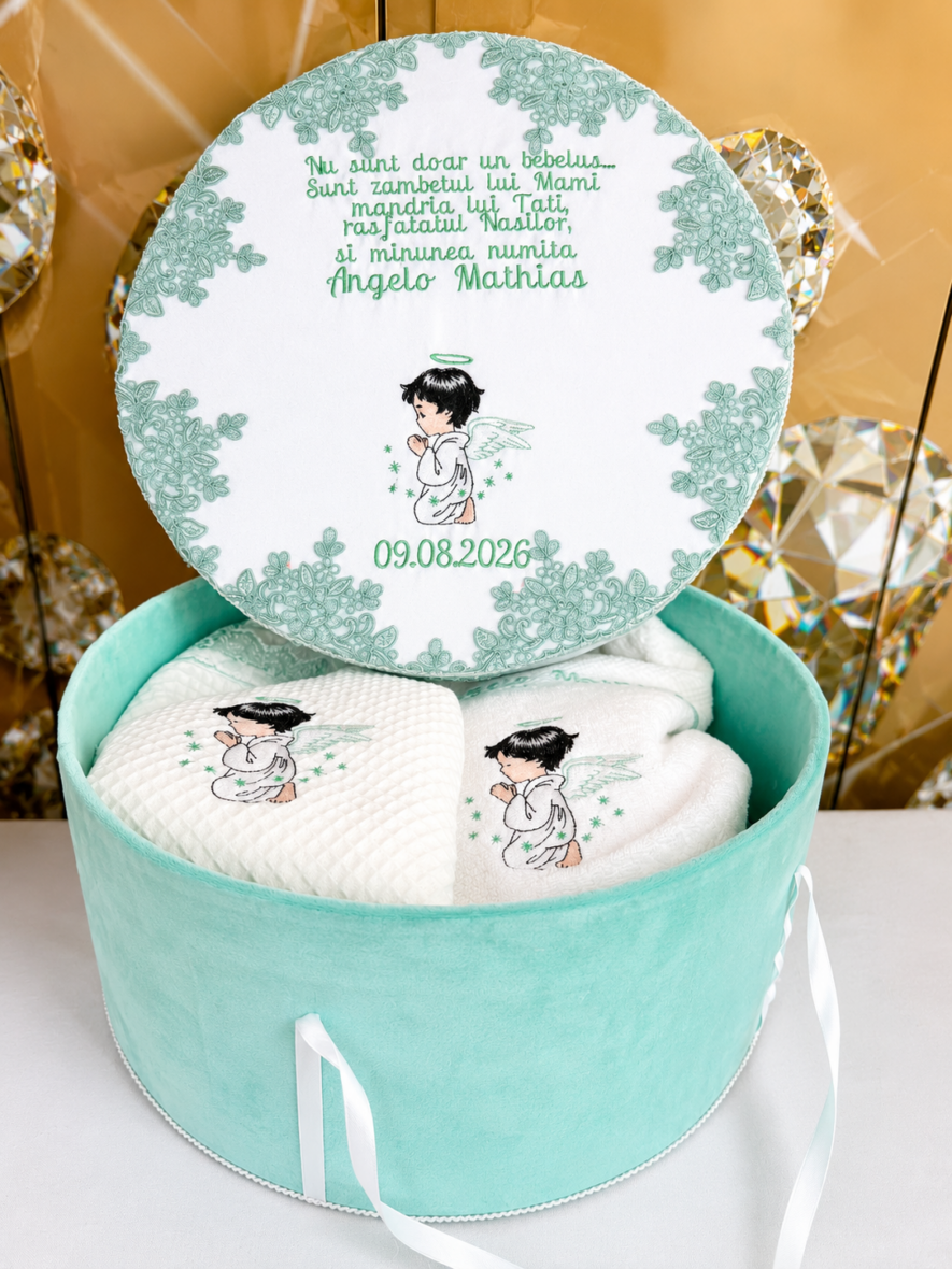Trusou Botez Personalizat Ingeras Turcoaz