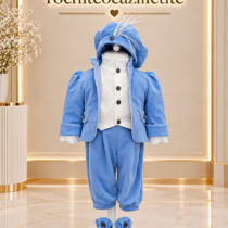 costum botez print bleu