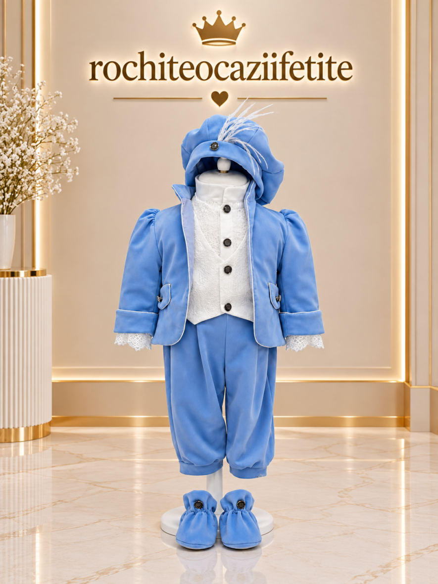 Costum Botez Baiat Print Bleu