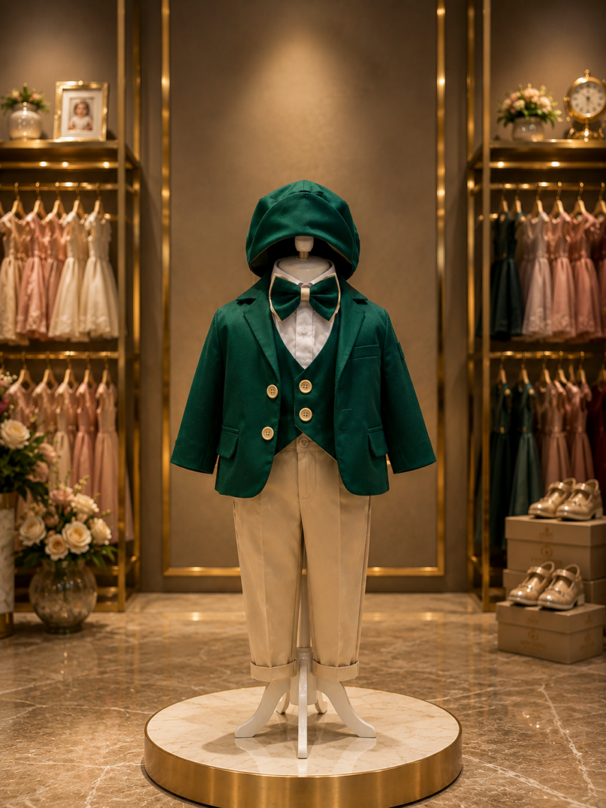 Costum botez baieti verde