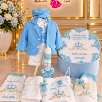 trusou botez baiat print bleu