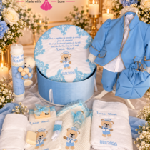 Trusou Botez Brodat Baieti Complet Ursulet Bleu